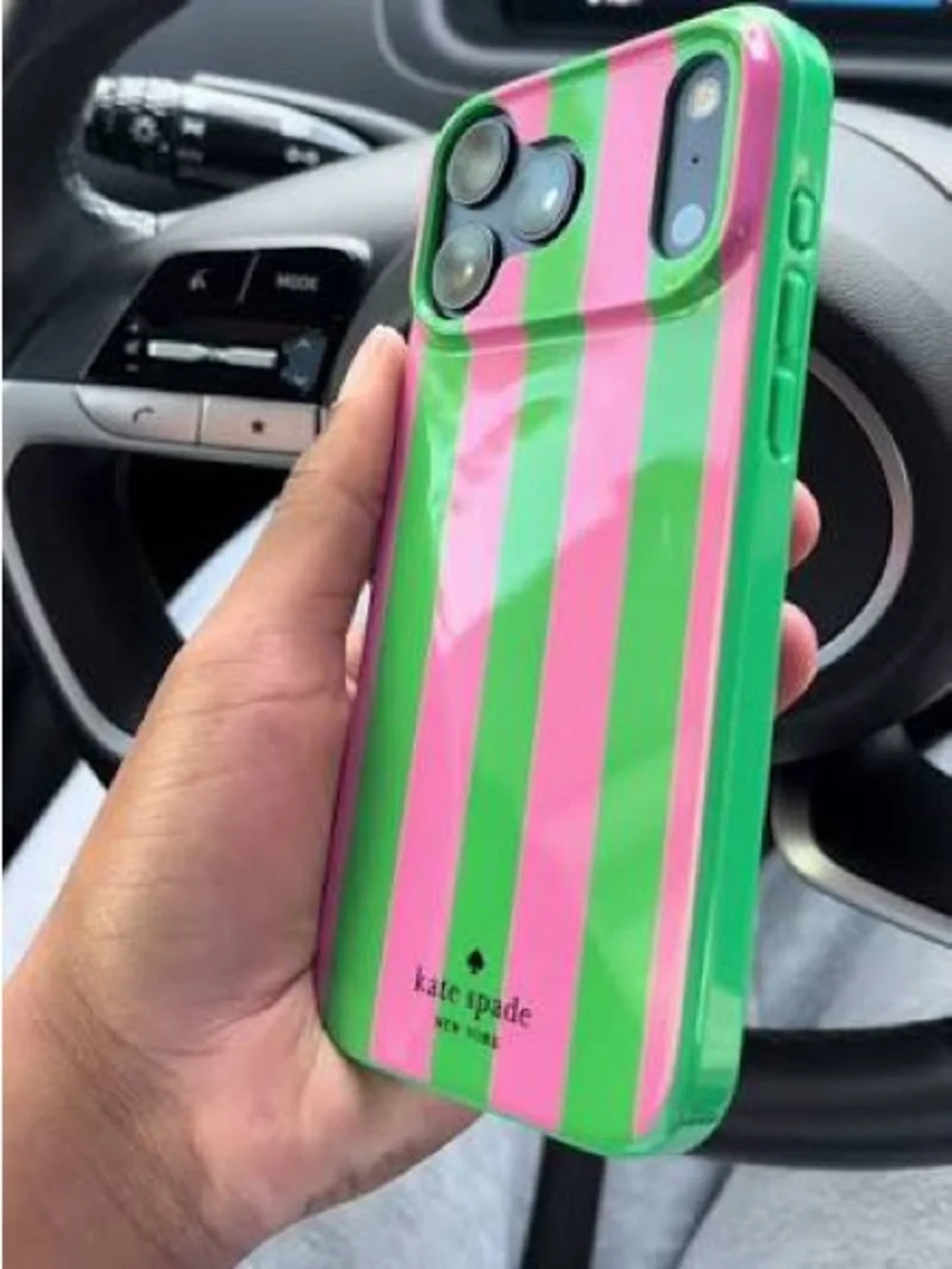 KATE SPADE VERTICAL STRIPE iPHONE 17 PRO MAX MAG SAFE CASE Pink Green